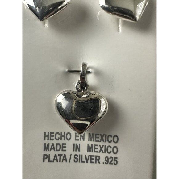 Silver 925 Set Earrings & Pendant Heart Taxco Valentine's Love Friends Couples - Picture 3 of 12